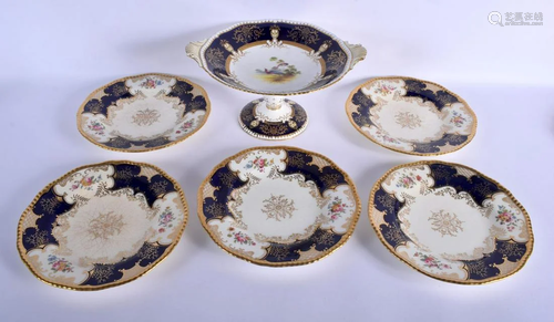 Late 19th / Early 20th c. Coalport comport painted with