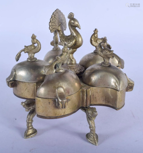 A 19TH CENTURY INDIAN SILVERED BRONZE PANDAN SPICE BOX