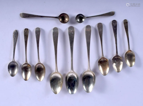 ASSORTED ANTIQUE SILVER SPOONS in various sizes and