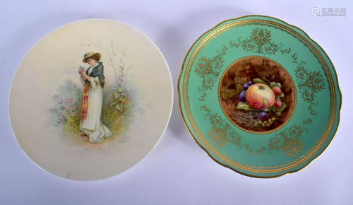 Mid-20th c. Minton plate painted with fruit on a mossy