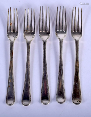 FIVE GEORGE III SILVER FORKS possibly by Thomas