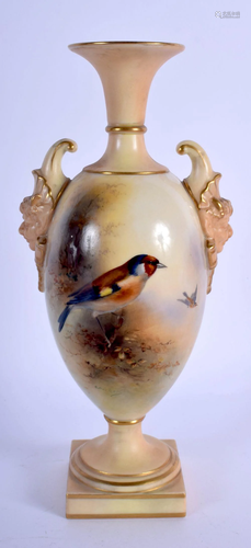 Royal Worcester fine and rare two handled vase painted