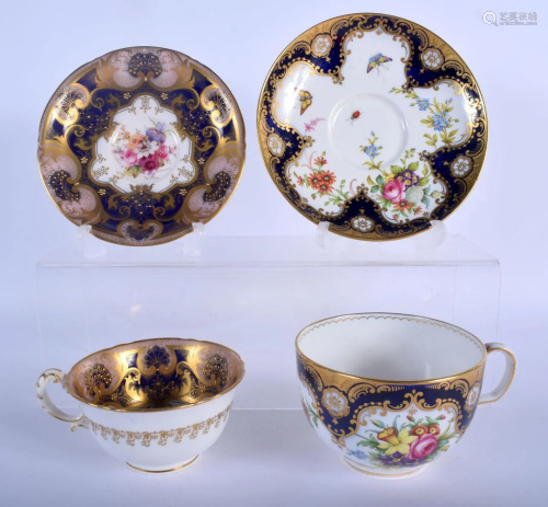 Royal Worcester cup and saucer painted with flowers by