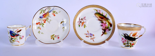 Royal Worcester jewelled cup and saucer painted with a