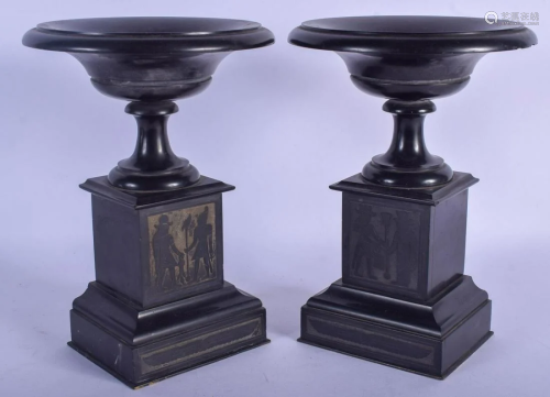 A PAIR OF 19TH CENTURY EUROPEAN GRAND TOUR SLATE AND