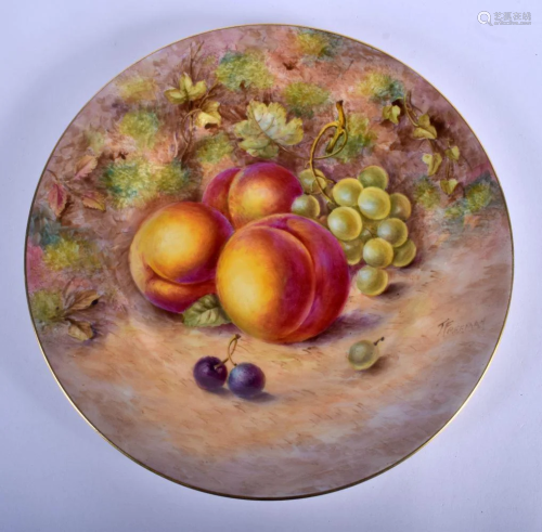 Royal Worcester plate painted with peaches and grapes