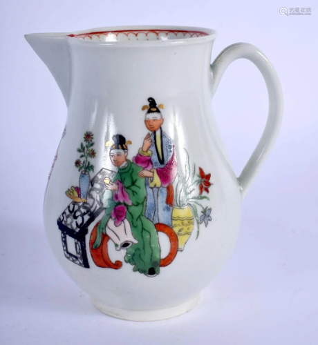 18th c. Worcester sparrow beak jug painted with a
