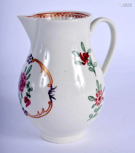 18th c. Worcester sparrow beak jug painted with a