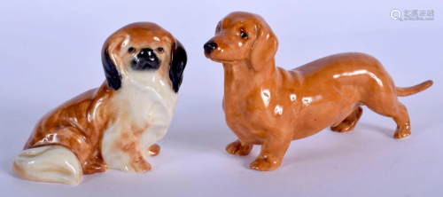Royal Worcester figure of a dachshund and another of a