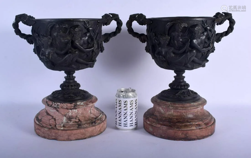 A LARGE PAIR OF 19TH CENTURY EUROPEAN TWIN HANDLED