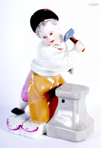 A 19TH CENTURY MEISSEN PORCELAIN FIGURE OF A YOUNG BOY