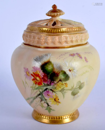 Royal Worcester blush ivory pot pourri vase and inner