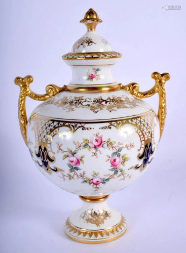 Late 19th/early 20th c. Coalport two handled vase and