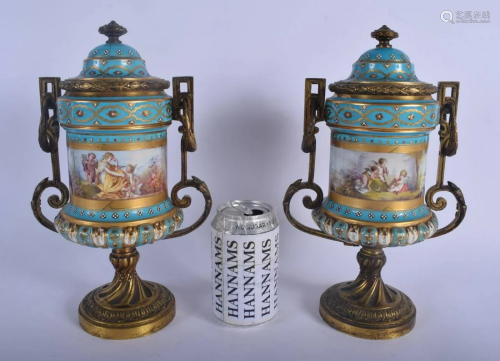 A LARGE PAIR OF 19TH CENTURY FRENCH SEVRES PORCELAIN