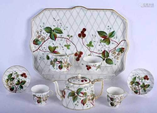 AN AESTHETIC MOVEMENT PORCELAIN TEASET decorated with