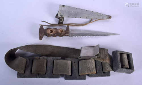 A VINTAGE DEEP SEA DIVERS BELT with knife and sheath.