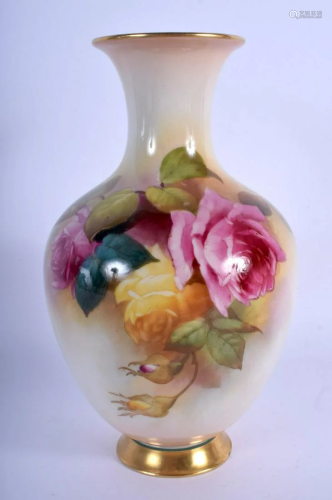 Royal Worcester vase of baluster shape painted with