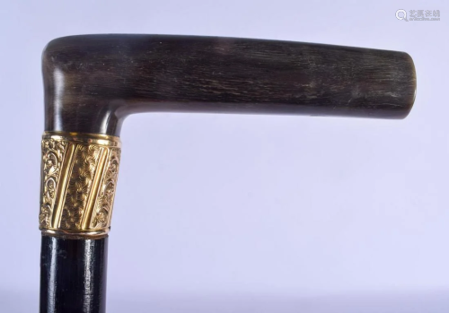 AN 18CT GOLD MOUNTED CONTINENTAL CARVED Buffalo HORN