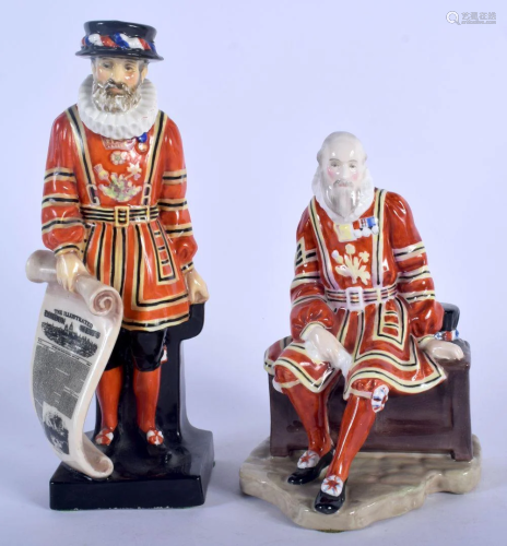 TWO ROYAL DOULTON YEOMANRY GUARDS. Largest 20 cm…