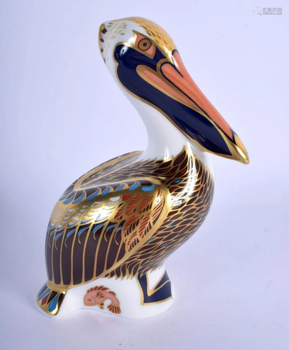 Royal Crown Derby paperweight of a Brown Pelican. 13cm