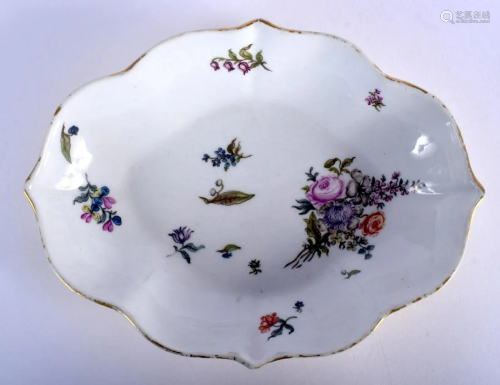 18th c. Meissen yellow ground oval dish painted with