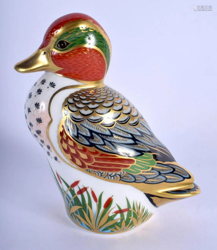 Royal Crown Derby paperweight of a green winged teal.