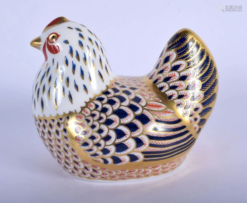 Royal Crown Derby paperweight of a chicken. 8cm high