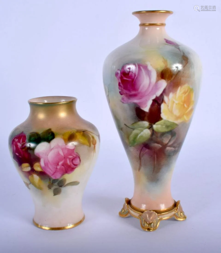 Royal Worcester four footed baluster vase painted with