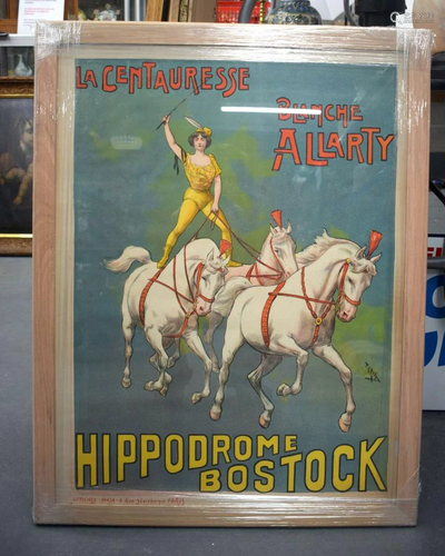 AN ANTIQUE FRENCH CIRCUS POSTER C1900. Image 75 cm x