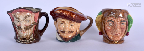 THREE ROYAL DOULTON CHARACTER JUGS. Largest 7 cm x 7