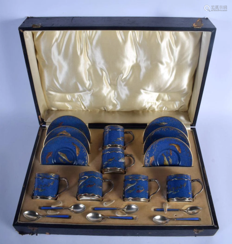 A CHARMING BOXED SET OF WEDGWOOD SILVER MOUNTED LUS…