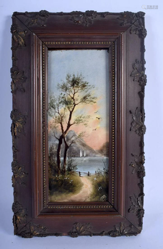 AN ANTIQUE PAINTED PORCELAIN LANDSCAPE PLAQUE de…