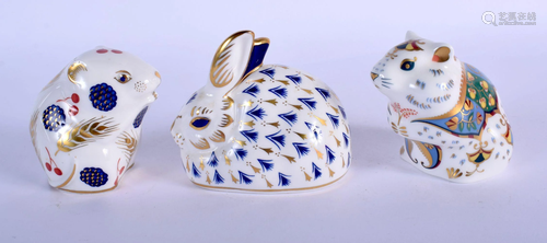 Royal Crown Derby paperweight of a rabbit, hamster and