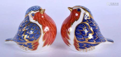 Royal Crown Derby paperweight of a robin and another