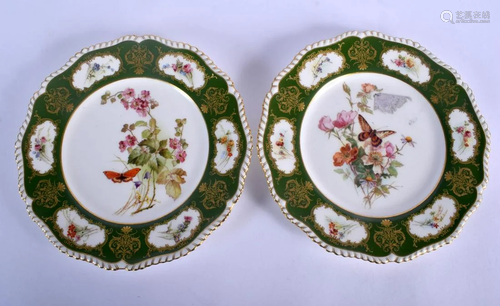 Royal Worcester pair of plates decorated with wild