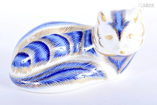 Royal Crown Derby paperweight of a blue fox. 10.5cm