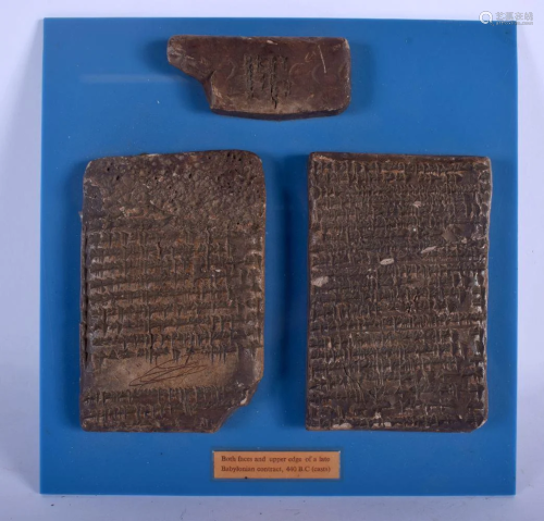 THREE CUNIFORM MUSEUM CASTS Babylonian contract.