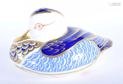 Royal Crown Derby paperweight of a duck, ceramic