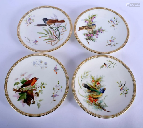 Royal Worcester set of four jewel bordered plate