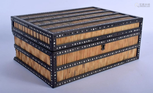 A 19TH CENTURY ANGLO INDIAN PORCUPINE QUILL CASKET the