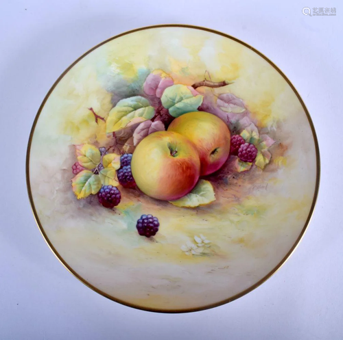 20th c. Minton plate painted with fruit by A. Holland,