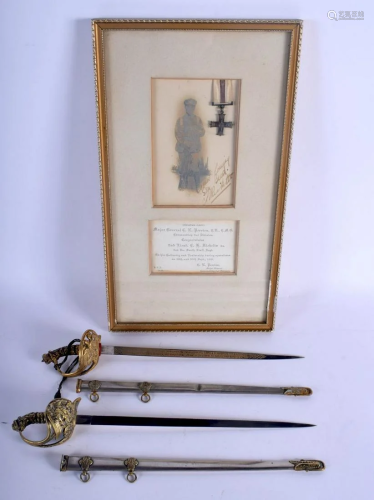 A PAIR OF ANTIQUE MINIATURE SWORD LETTER OPENERS