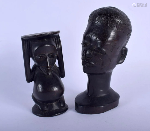 AN EARLY 20TH CENTURY AFRICAN CARVED WOOD TRIBAL