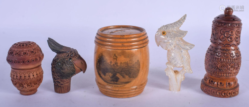 TWO VINTAGE CARVED COQUILLA NUT BOXES together with…