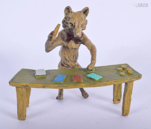A CONTEMPORARY COLD PAINTED BRONZE GAMBLING FOX. …