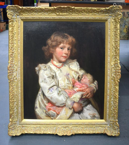 Rose Mead (1867-1946) Oil on canvas, Girl and doll.