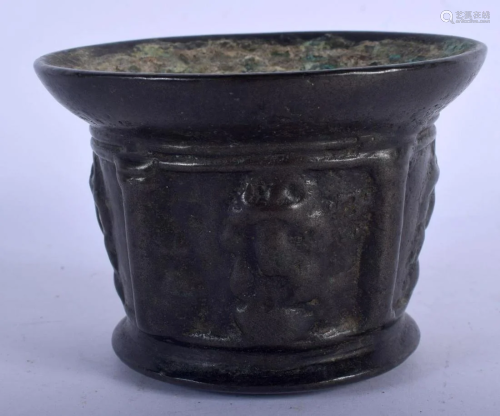 AN EARLY CONTINENTAL BRONZE MORTAR decorated with