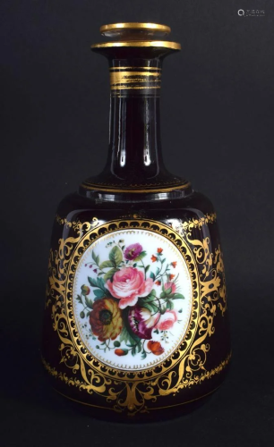 A 19TH CENTURY BOHEMIAN GLASS LIQUOR DECANTER AND