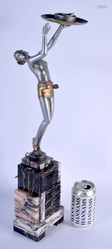 AN ART DECO COLD PAINTED SPELTER FIGURE OF A FEMALE