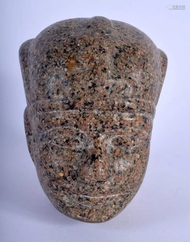 A 19TH CENTURY EGYPTIAN GRAND TOUR CARVED GRANITE HEAD